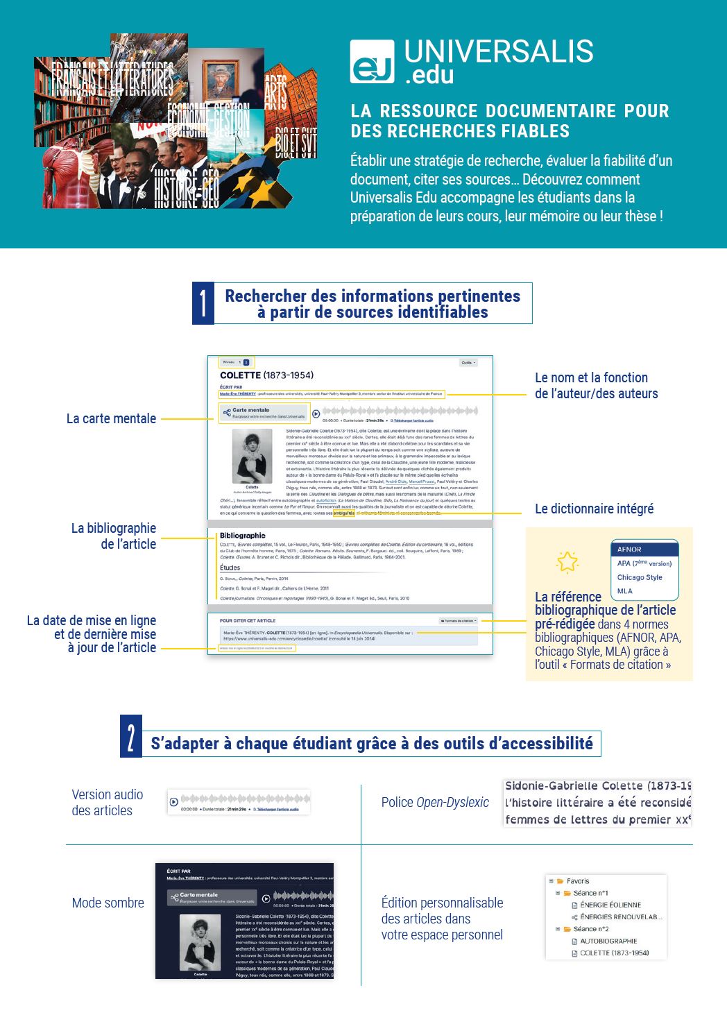 Leaflet portant sur la recherche documentaire Universalis Edu