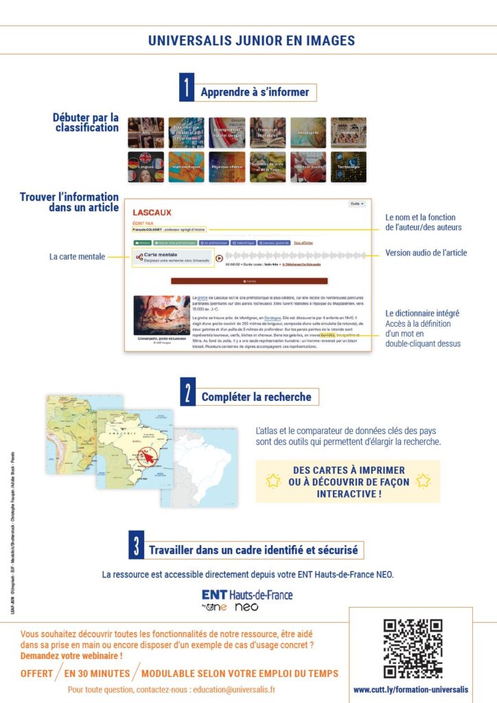 Leaflet portant sur la recherche documentaire Universalis Junior